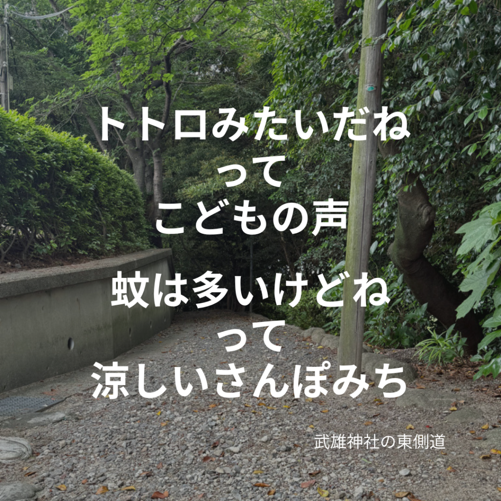 武雄神社東側の緑に覆われた散歩道